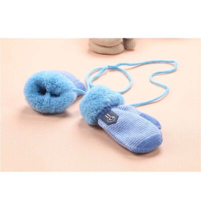 0-3 Years Baby Boys Girls Winter Knitted Gloves Warm Rope Fu