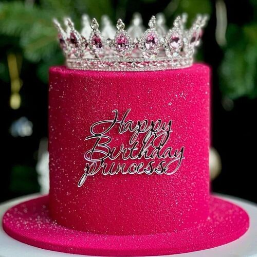 Cake Topper Acrylic Happy Birthday Queen Princess Suitable f