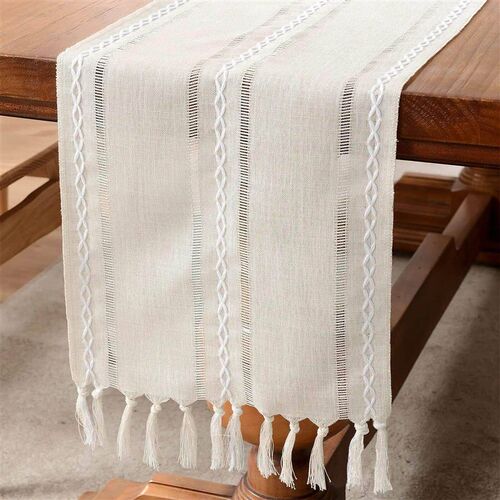 Linen Table Runner Farmhouse Rustic Table Runners with Tasse