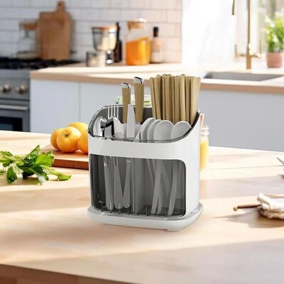 Utensil Holder Cutlery Drainer Kitchen Tableware Storage Buc