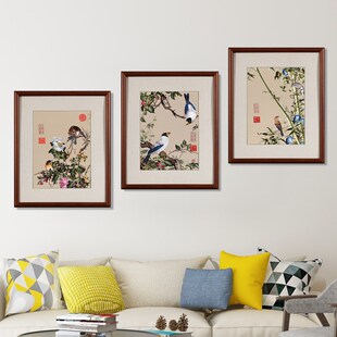 顾氏苏绣郎世宁花鸟手工刺绣单面绣餐厅书房中式客厅卧室礼品挂画