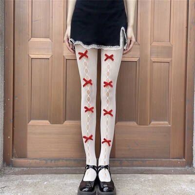 Womens White Sexy Fishnet Stockings Sweet Mori Girl Style L