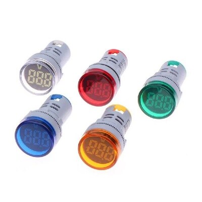 22mm AC 25-500V Round Mini Digital Voltmeter Ammeter LED