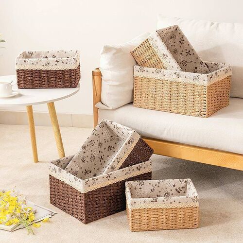 bamboo storage basket box desktop small rattan woven basket