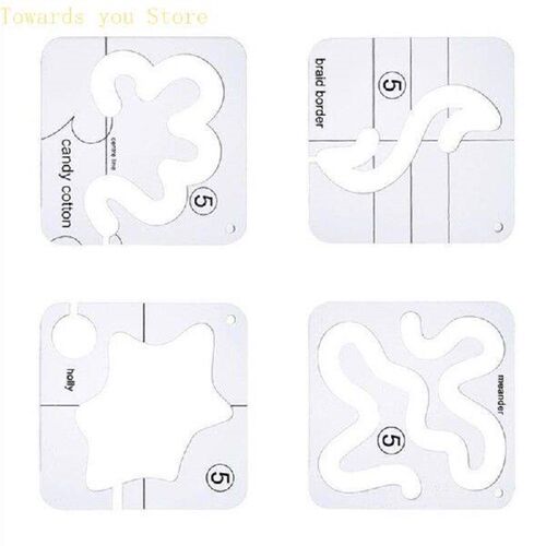 Q9QF 4Pieces Freemotion Quilting Templates Clear Acrylic