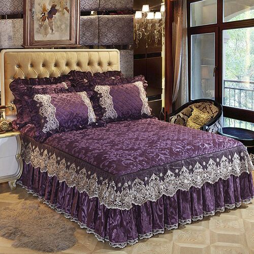 Korean Version Of Velvet Quilted Bed Skirt Solid lor Europea