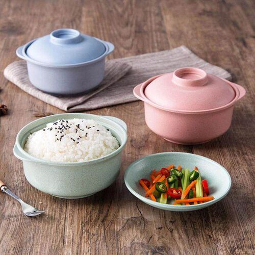 Creative Anti-Slip Wheat Aroma Noodle Bowl with Lid, Student