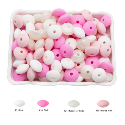 Cute-Idea 20Pcs Silicone Lentil Beads 12MM Baby Abacus Teeth