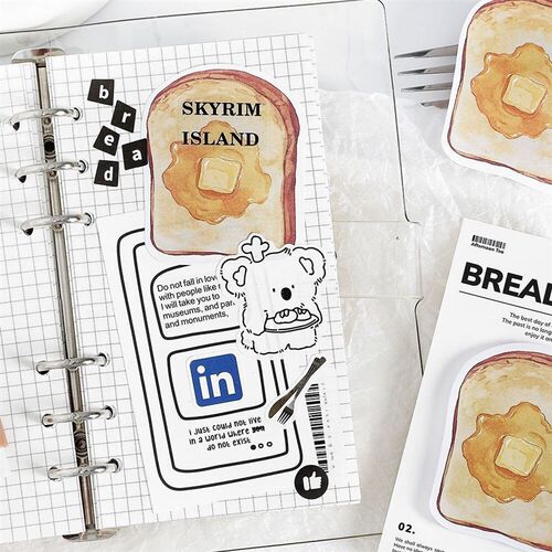 30 Pcs?Cartoon Sticky Notes Kawaii bread toast coffee Memo