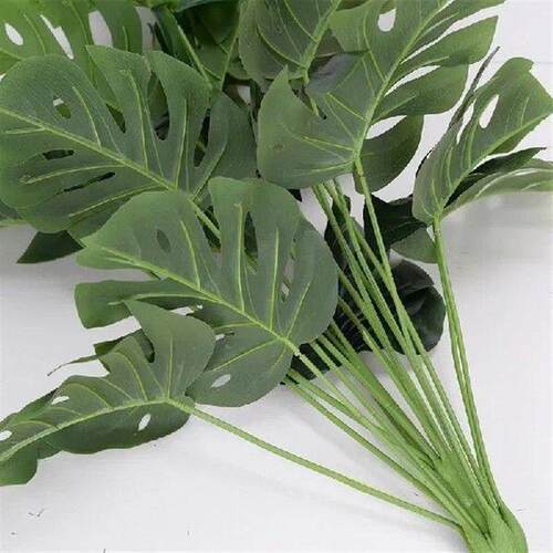 Artificial Plants Green Palm Leaves Monstera Home Garden