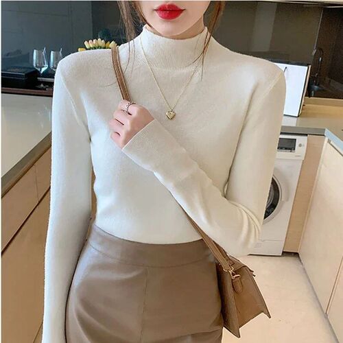 Turtleneck Sweater Women Fashion New Sretch ops Women Knitte