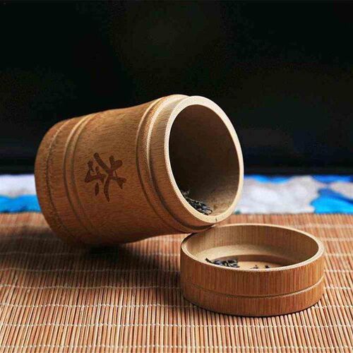 Portable Bamboo Sealed Tea Canister With Chinese Tea Charact