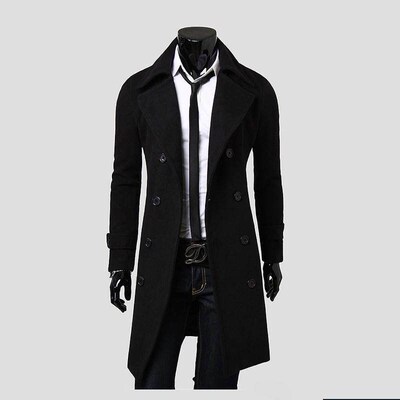 Double elongated luxury mens woolen coat - Long