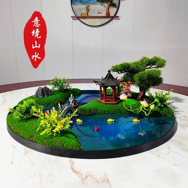 酒店会所餐桌转盘摆件桌花中式圆形摆台大圆桌摆花桌芯沙盘盆景,家居饰品,餐桌花艺,淘宝优惠券,粉丝福利购,淘宝优惠卷