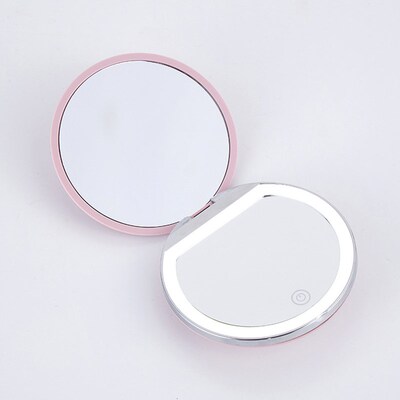 Portable Mini Makeup Mirror Compact Pocket USB Chargeable Tw