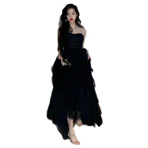 Black Evening Dress Female Birthday Art Exam Host
