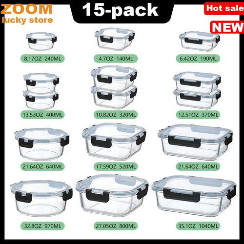 12-Pack,Glass Meal Prep Containers,Food Storage Lunch box