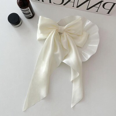 Elegant Bow Ribbon Hair ClipSimple Solid Satin Spring Clip H