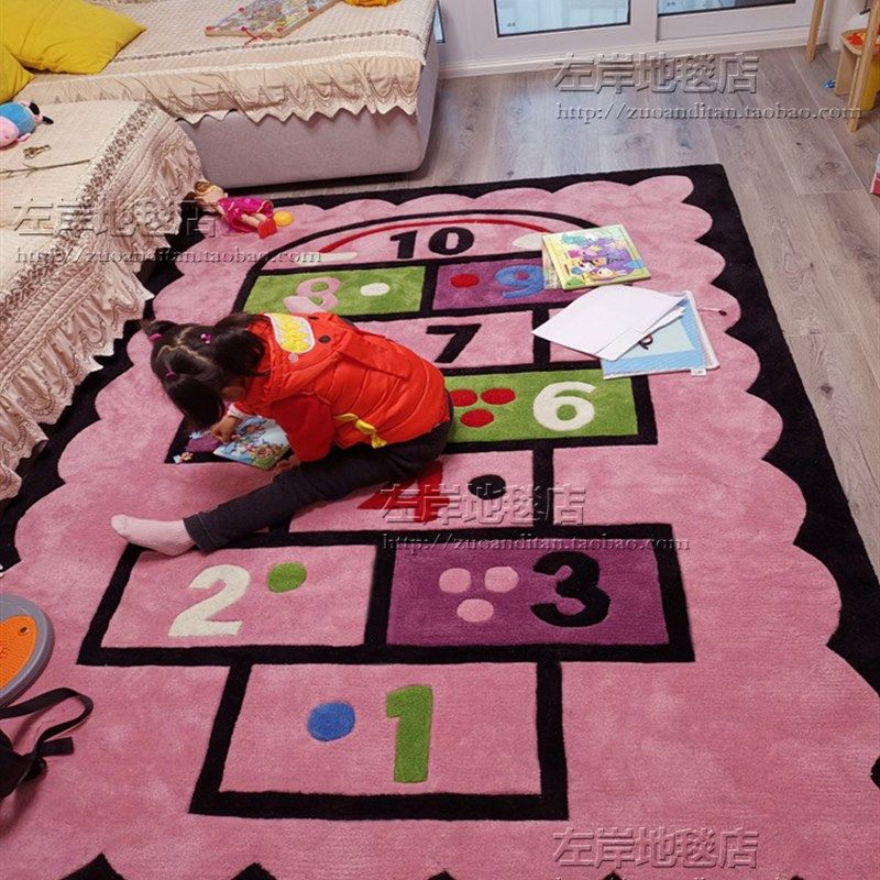 粉色女孩公主卡通儿童地毯客厅茶几卧室床边幼儿园早教手工地毯,居家布艺,地毯,淘宝优惠券,粉丝福利购,淘宝优惠卷
