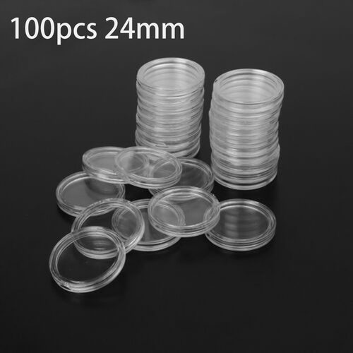 100/200Pc 18/21/22/24/25/26/38mm Transparent Round Coin Caps