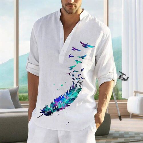 Plus Size Mens Long Sleeve Casual Shirts Male Fashion Top Pu