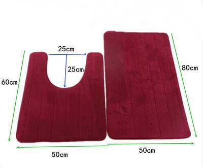 2 Pcs Simple Bathroom Mat Set U Shape Bathroom Carpet Toilet