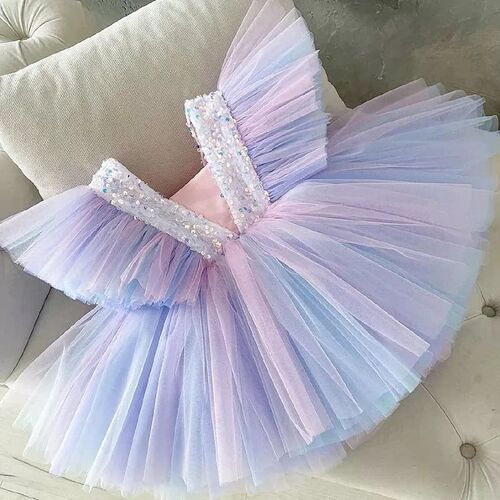 Girls Ruffles Princess Dress For Kids Wedding Elegant Party