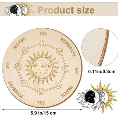 Wooden Divination Pendulum Board Star Sun Moon Energy Carven