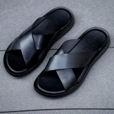 Italian Leather Slippers For Men  New Hotel Beach Summer
