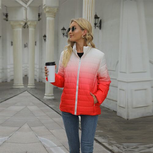 Autumn and Winter New Womens Cotton Coat Printed Long