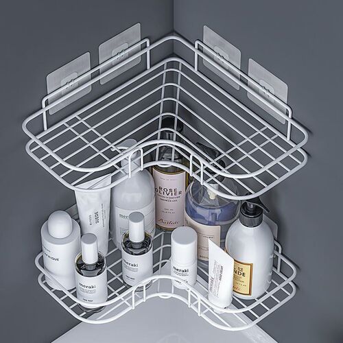 Bathroom kitchen Punch Corner Frame Shower Shelf Wrought Iro