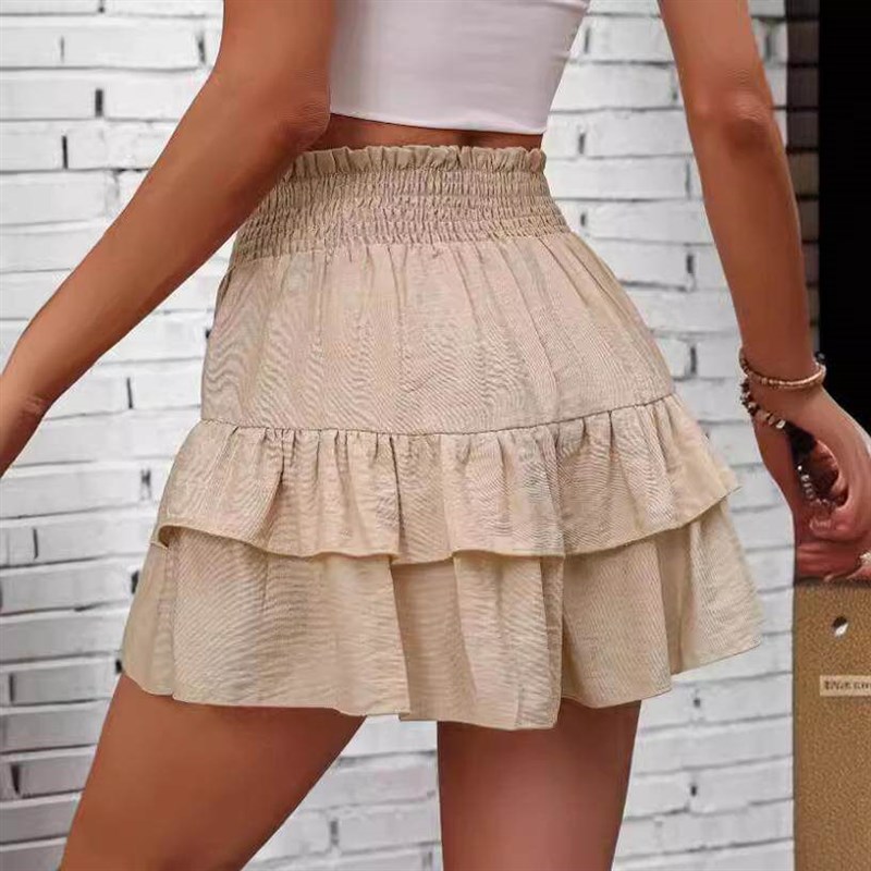 Womens wide leg shorts with drooping skirt pants图片
