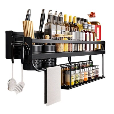 Double-layer Kitchen Storage Rack Without Punching Multi-fun