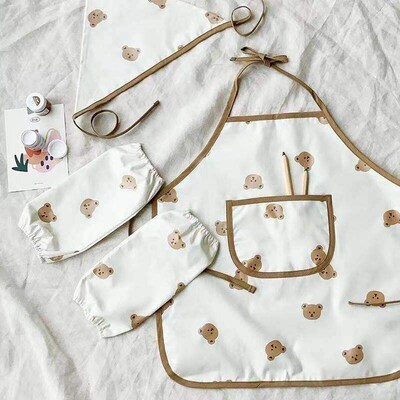 Baby children waterproof and dirty eating bib bear apron cuf
