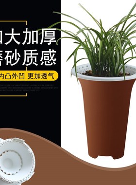 美莳控根特大号双层磨砂兰花盆透水透水不烂根兰花专用塑料兰花盆