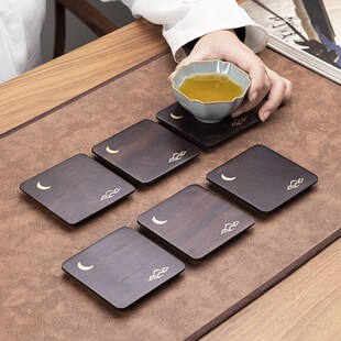 百贝 黑檀实木茶垫杯垫茶杯垫茶道功夫茶杯托茶托组合茶具配件