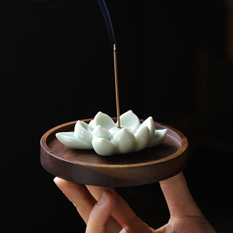 创意莲花线香香插底座家用室内檀香沉香香座点香插摆件香薰炉茶道,家居饰品,香薰炉,淘宝优惠券,粉丝福利购,淘宝优惠卷