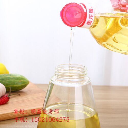 明高M034玻璃油瓶防漏不挂油家用厨房不锈钢醋酱油壶油罐自动开盖