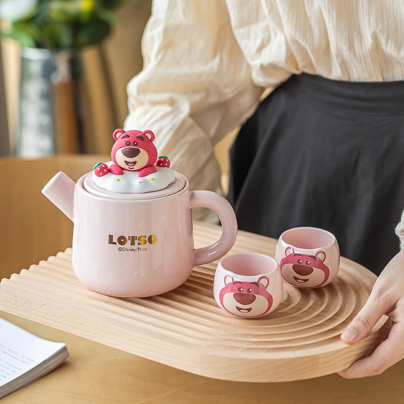 草莓熊陶瓷茶具组客厅家用茶水分离壶韩式可爱下午茶具