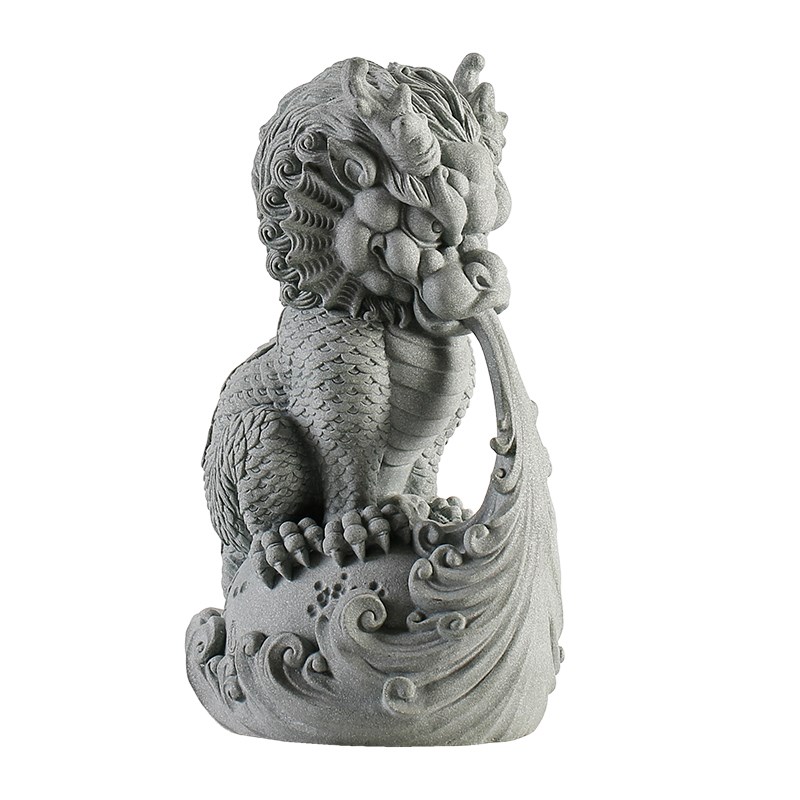 复古水神兽客厅桌面玄关鱼缸造景装饰创意瑞兽龙吐水潮玩摆件送礼