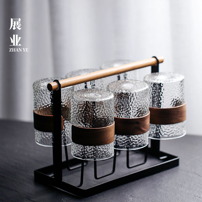 锤纹玻璃杯子家用客厅木圈不烫手喝水杯套装防爆耐高温待客水具壶,餐饮具,玻璃杯,淘宝优惠券,粉丝福利购,淘宝优惠卷