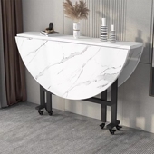 折叠餐桌家用小户型伸缩圆桌靠边站饭桌10人饭桌多功能移动折叠桌