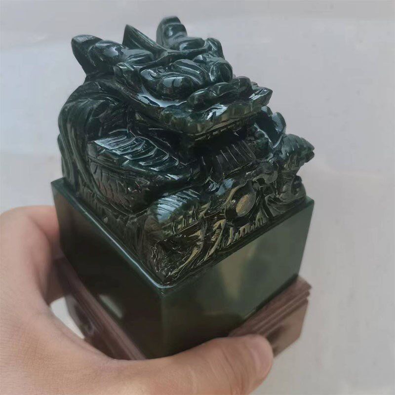 和田玉青玉九龙玉玺印章摆件皇帝传国乾隆玉玺盘龙私人章定制篆刻