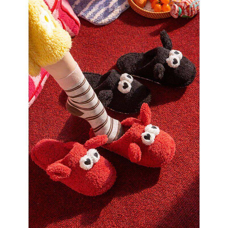 可爱卡通螃蟹棉拖鞋男女秋冬季室内防滑家居包跟保暖棉鞋学生宿舍