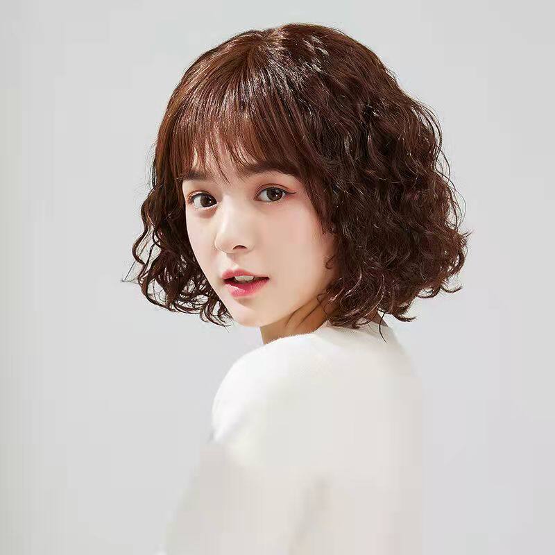 网红气质假发女短发短卷发逼真修脸全真发头套羊毛卷时尚自然蓬松