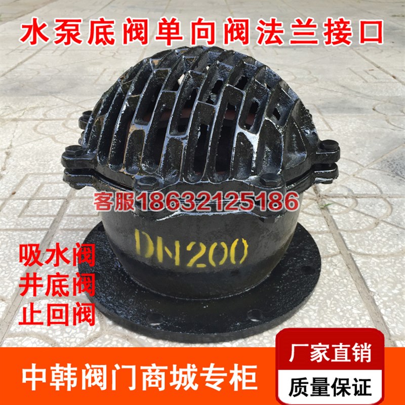 H42X-10法兰底阀吸水泵单向阀止回阀管道阀门DN50 80 100 150 200