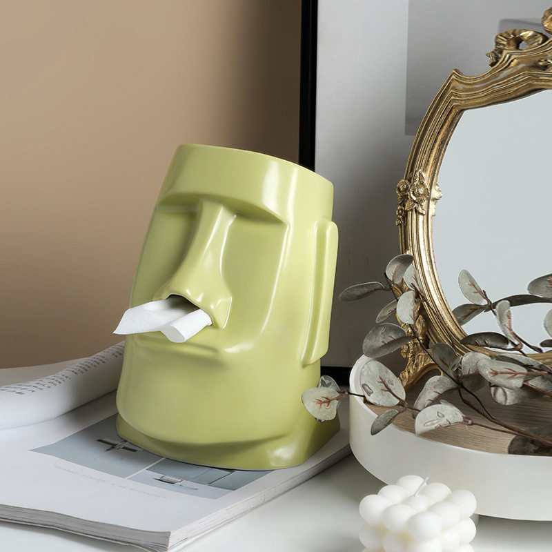 纸巾盒北欧网红个性摩艾石像鼻孔纸巾盒客厅餐桌家用创意装饰摆件,家居饰品,装饰纸巾盒,淘宝优惠券,粉丝福利购,淘宝优惠卷