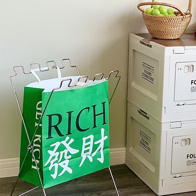 垃圾桶还能折叠?家用折叠垃圾架纸袋收纳架户外露营塑料袋支架