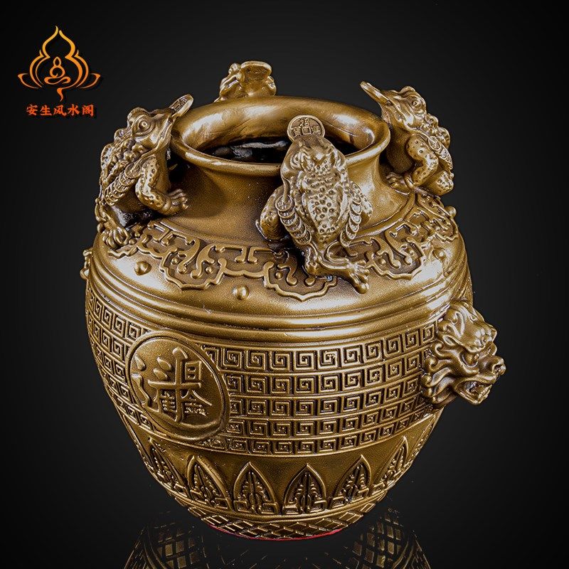 纯铜聚宝盆四方纳财金蟾招财缸日进斗金坛子家居财位钱罐摆件礼品,家居饰品,装饰摆件,淘宝优惠券,粉丝福利购,淘宝优惠卷