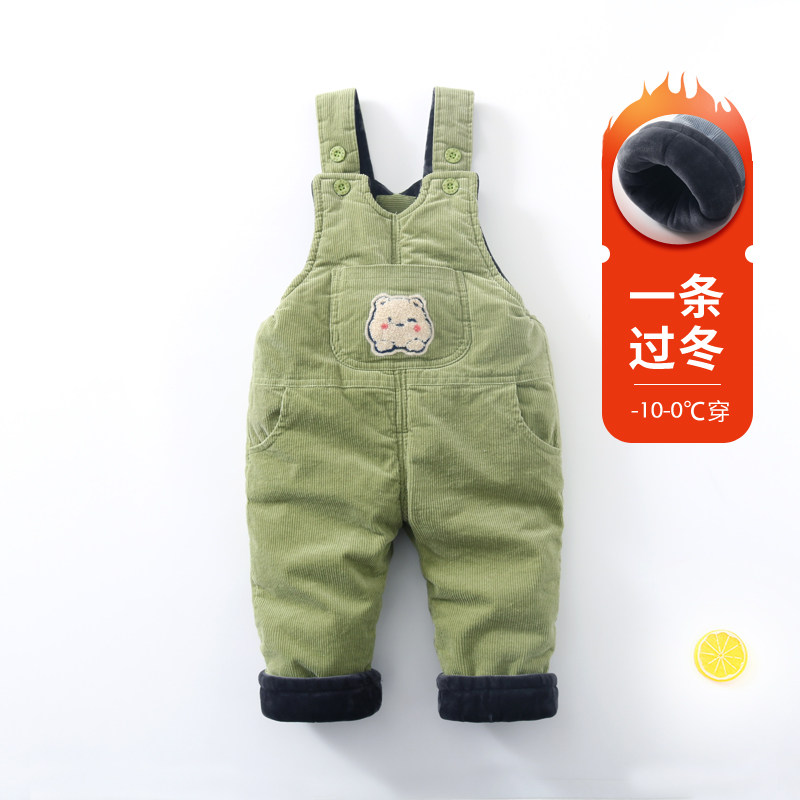 宝宝背带棉裤冬季加绒加厚一条过冬夹棉男童儿童小童婴儿背带裤冬